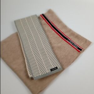 Calvin Klein Beige and Gray Scarf Set